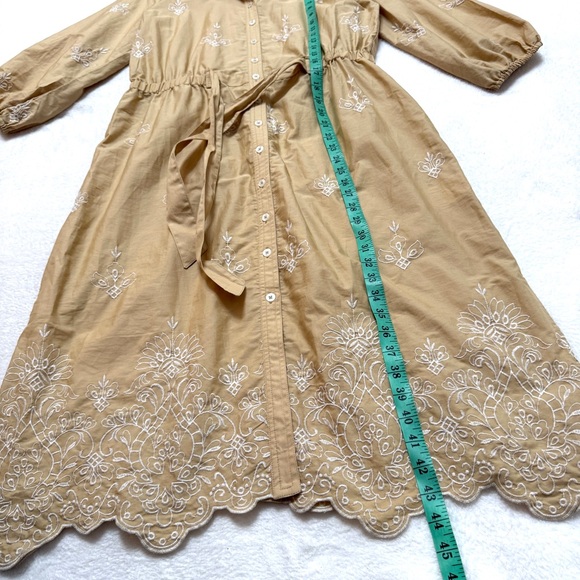 Shoshanna Sz M Francois Dress Embroidered Cotton Button Front Belt - Picture 9 of 10